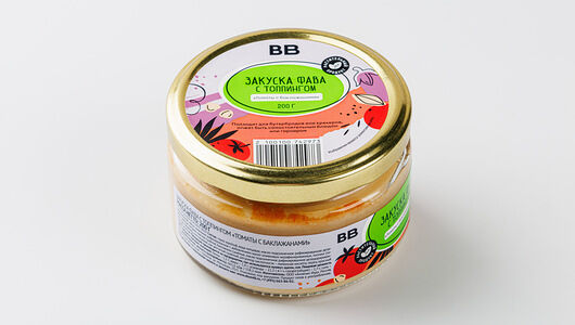 Закуска ВкусВилл фава с топпингом Томаты с баклажанами