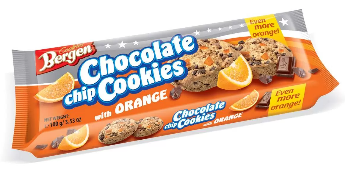 

Печенье Bergen Chocolate Chip Cookies с кусочками шоколада и цедрой апельсина 100 г