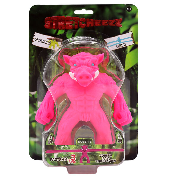 Фигурка-тянучка Стретчиз ярко-розовый Кабан 14см 834270-10