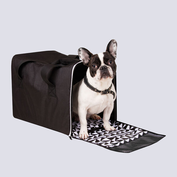 Переноска-дом Rurri складная для собак и кошек до 15 кг Скандинавия 45х32х35 см черная