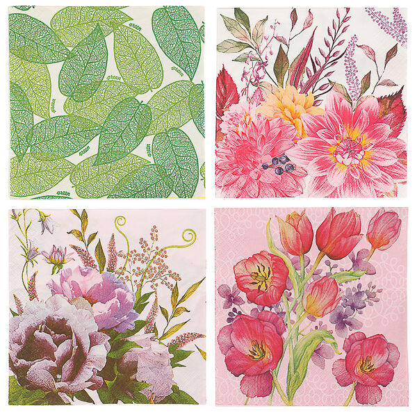 Салфетки бумажные gratias 3 слоя, 33 см, 4 дизайна, 20 шт