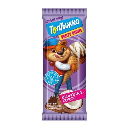 Мороженое Топтыжка пломбир Шоколад-кокос рожок 60г
