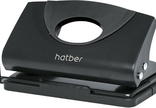 Дырокол Hatber пластиковый с линейкой черный 10л