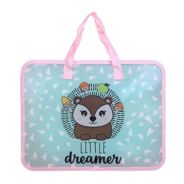 Ежик папка для тетрадей 33,5x26см, для a4, расширение, молния сверху, ручки, пластик