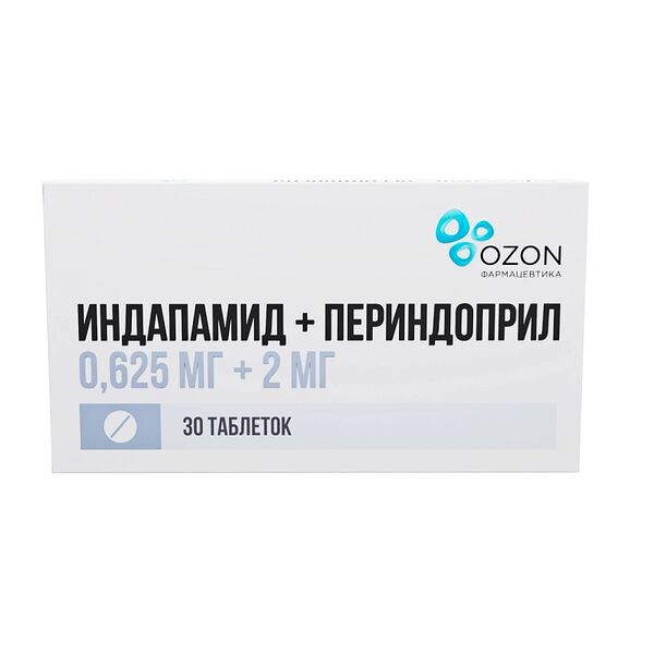 Индапамид + Периндоприл таблетки 0.625 мг + 2 мг 30 шт