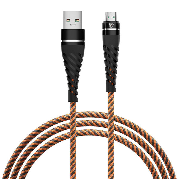 By кабель для зарядки герои microusb, 1м, быстрая зарядка 3а, qc, pd 20w, тканевый, чёрно-оранжевый