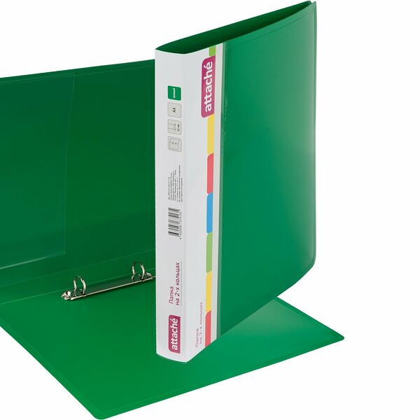 Папка на 2-х кольцах пласт. 25/32мм А4 Attache 07 зеленый
