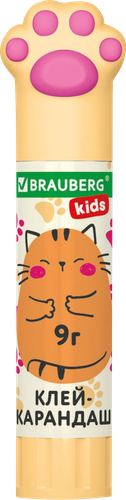 

Клей-карандаш BRAUBERG Kids Лапки Cat paw 9г, фигурный колпачок, в ассортименте 1 шт