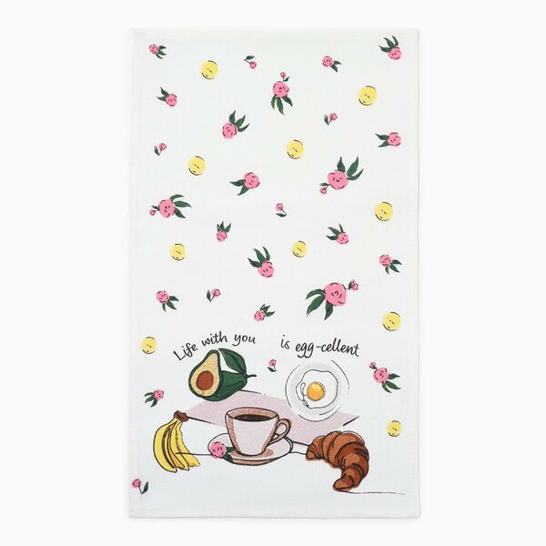 Полотенце кухонное Доляна Life with you, 28х46 см, рогожка 160г/м2, хлопок