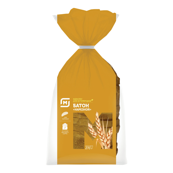 Батон Магнит Нарезной пшеничный в нарезке 270 г