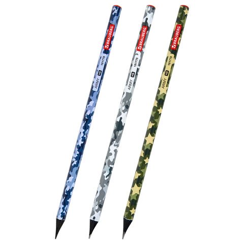 

Карандаш чернографитный Brauberg Army HB, в ассортименте
