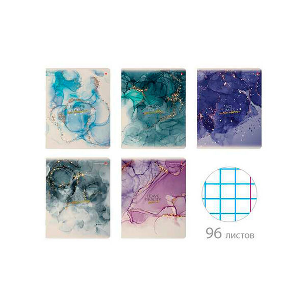 Тетрадь 96л клетка Альт МРАМОР  ассорти 5 видов
арт7-96-1298