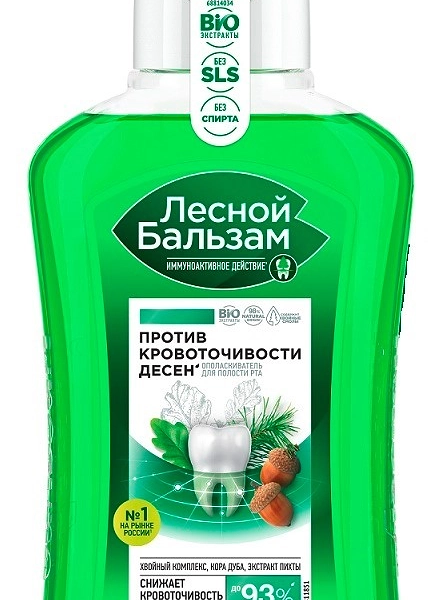 Ополаскиватель Лесной бальзам Сила хвойных масел против кровоточивости дёсен кора дуба и экстракт пихты 250 мл