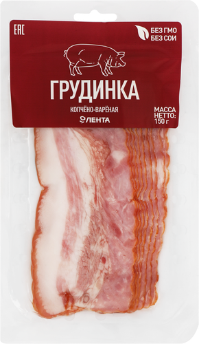 

Грудинка копчено-вареная ЛЕНТА Нежная, нарезка