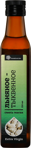 Масло растительное Алтайский лён смесь льняного и тыквенного нерафинированное