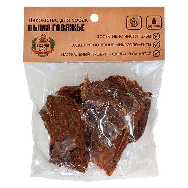 Лакомство Покорми Бро Вымя говяжье для собак 100 г