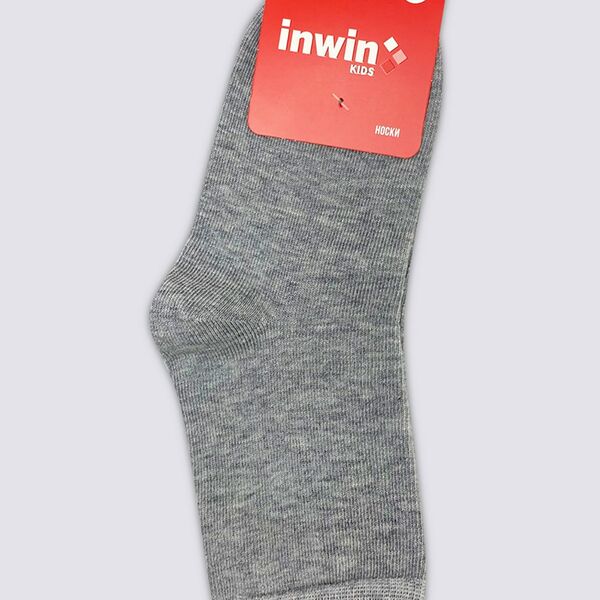 Носки детские INWIN Kids, высокая посадка, серый меланж, Арт. BKSU-01-HG