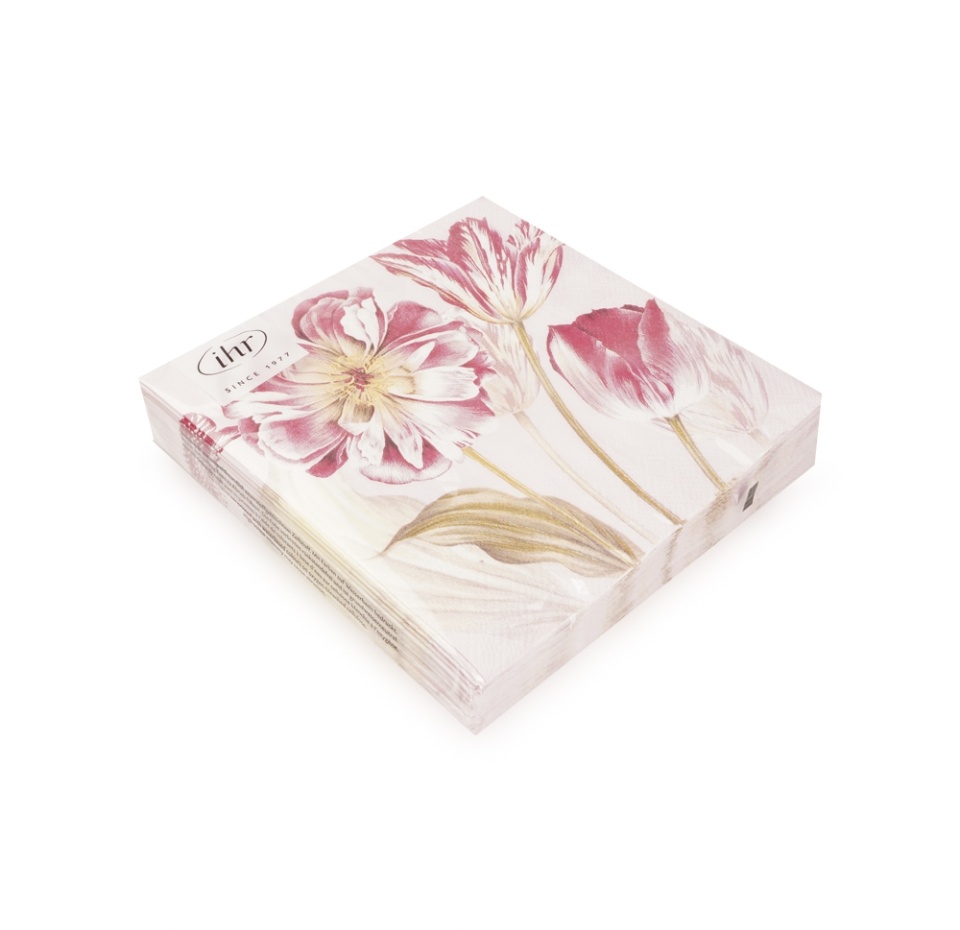 

Салфетки бумажные Majestic Tulips 33х33см 3-сл розовые Ihr 1 уп. 20 шт Германия