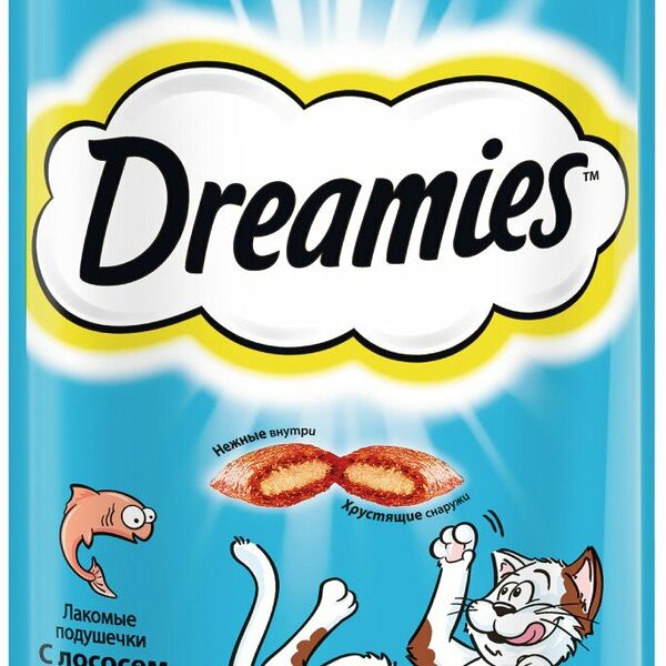 Лакомство для кошек Dreamies подушечки с лососем 140 г