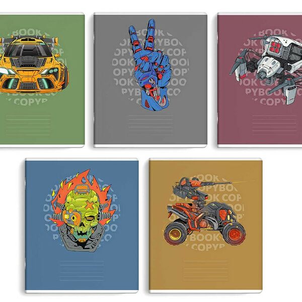 Тетрадь ученическая клетка 12л для мальчиков УФ-лак, в ассортименте