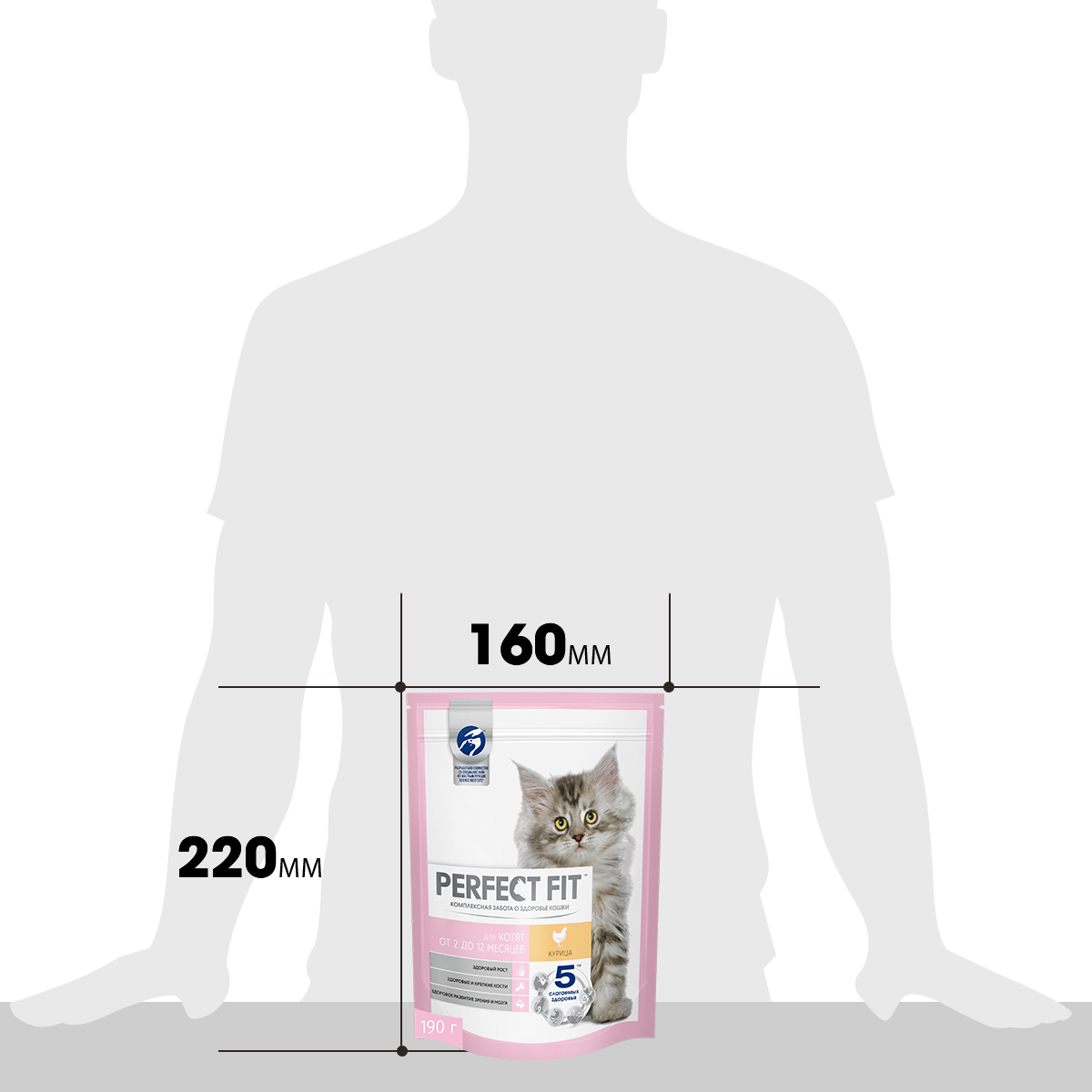 

Корм Perfect Fit сухой полнорационный для котят от 2 до 12 месяцев с курицей 190 г