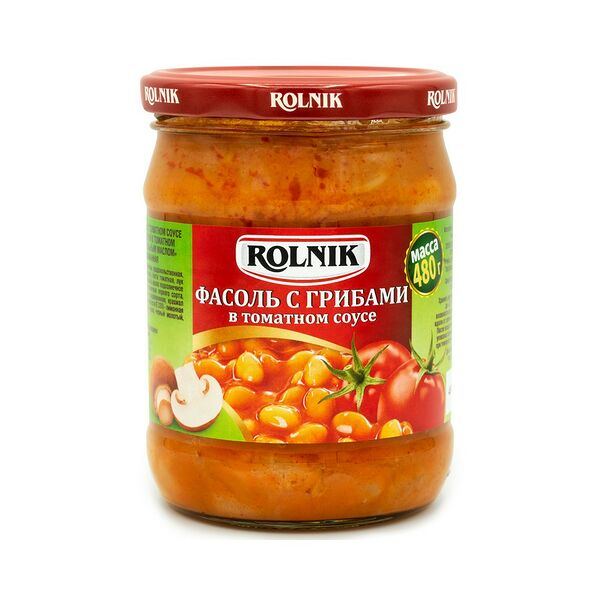 Фасоль с грибами в томатном соусе 0,42л Rolnik