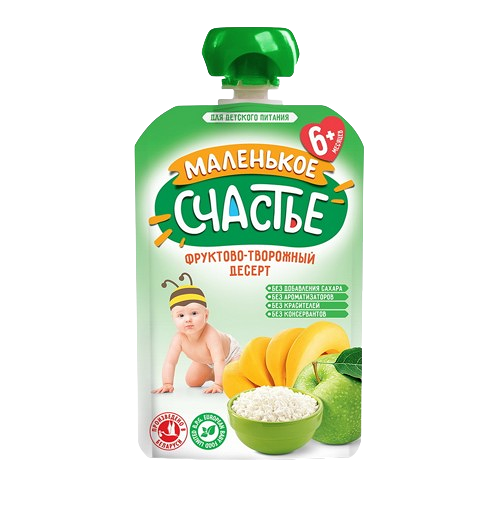 Пюре Фруктово-творожный десерт из ябл и банана с творог 90г ДП Маленькое счастье