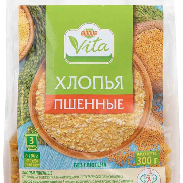 Хлопья пшенные Глобус Вита без глютена, 300г