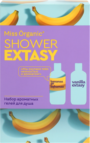 

Набор косметический женский MISS ORGANIC Shower Extasy Гель для душа увлажняющий + Гель для душа Гладкость кожи, 580 мл