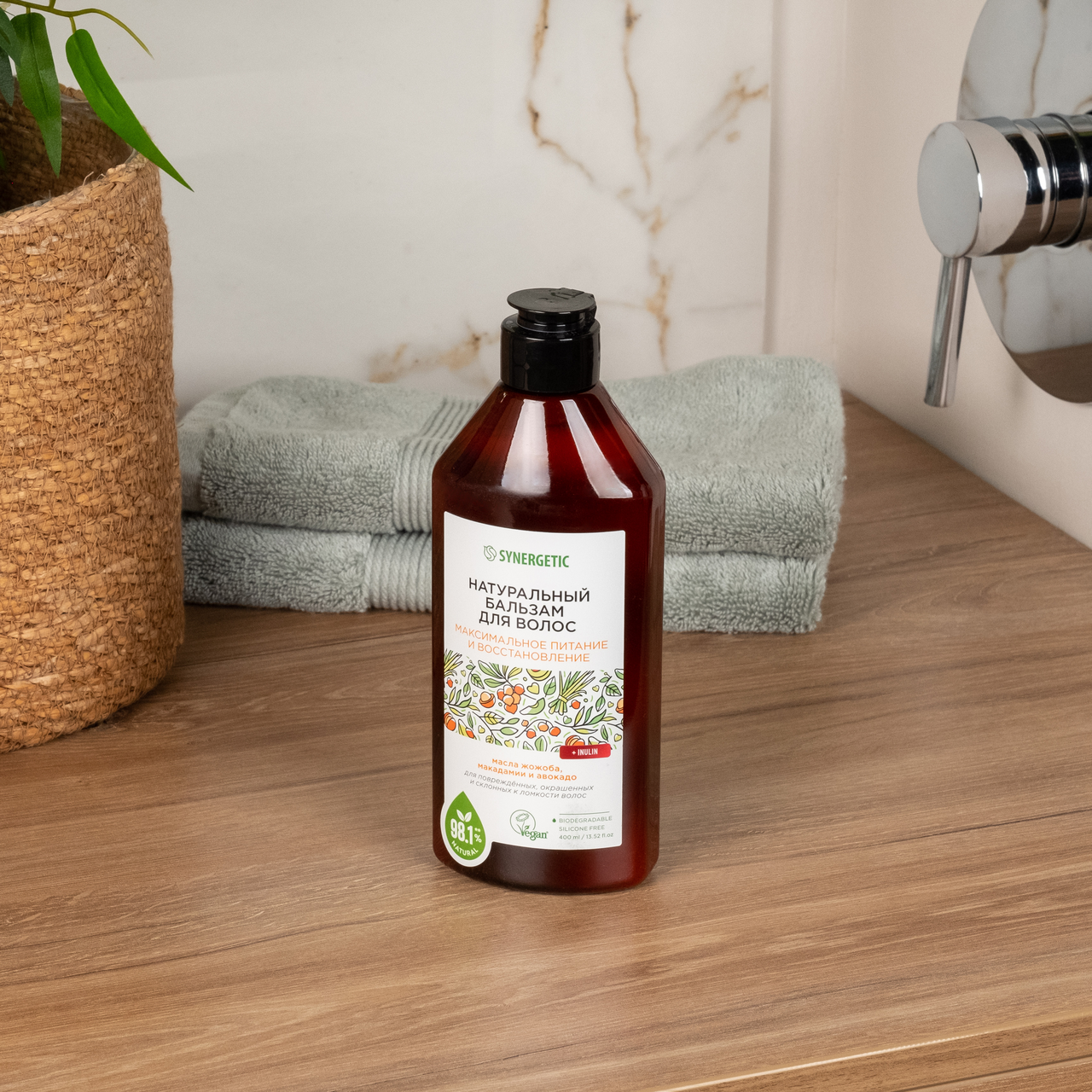 

Шампунь для волос Synergetic Максимальное питание и восстановление бессульфатный 400 мл