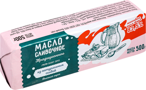 

Масло сливочное Молсбыт Традиционное 82.5% без змж 500 г