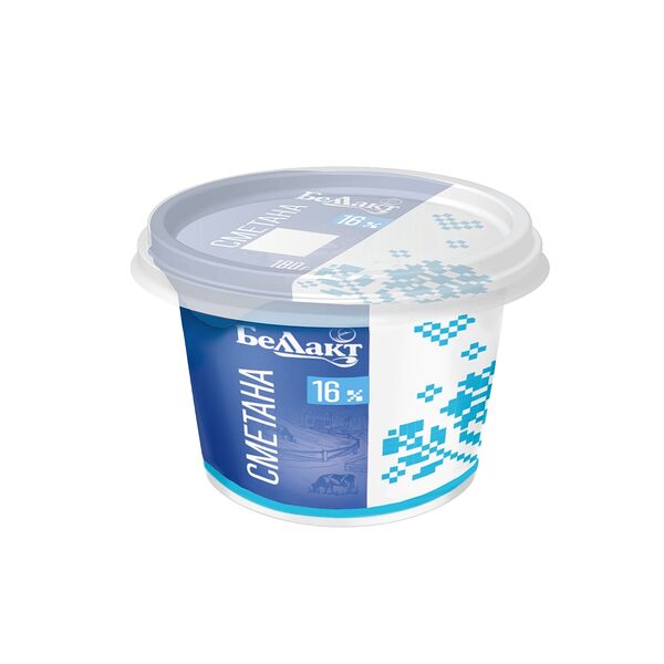 Сметана жир 16% п/ст вес 180г Беллакт