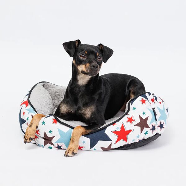 Лежак для собак и кошек Звезды, 50х40х14 см, серый