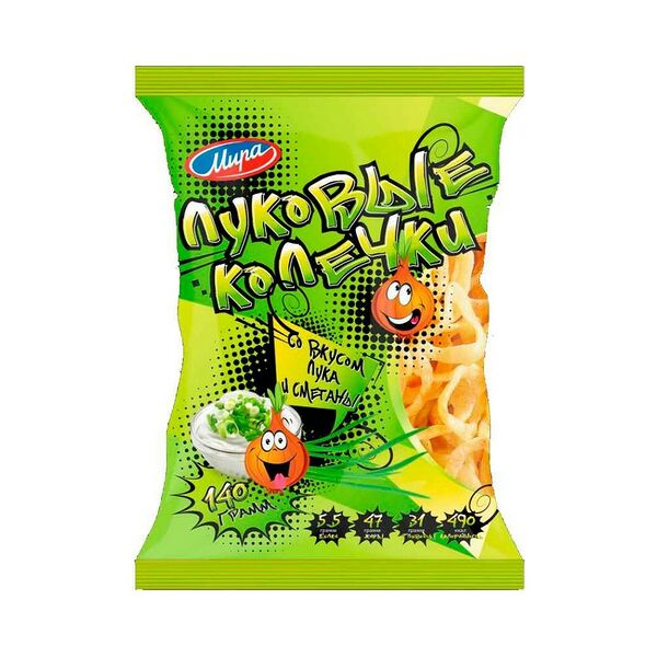 Снеки пшенично-картофельные Колечки Луковые со вкусом сыра и сметаны 140г