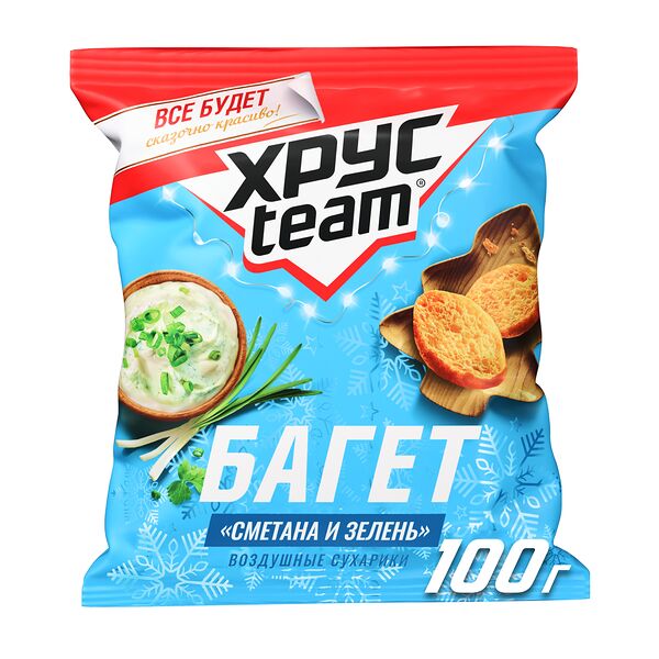 Сухарики Хрусteam Багет Сметана и зелень 100 г