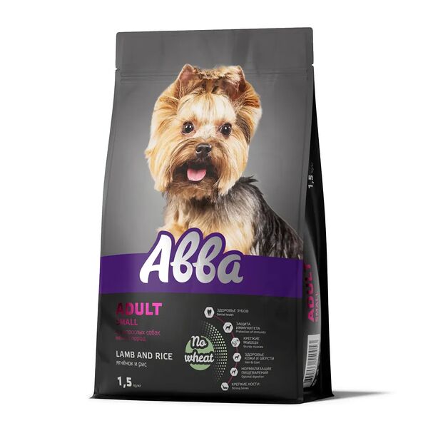 Сухой корм Aвва Adult для взрослых собак мелких пород, с ягненком и рисом, 1,5 кг