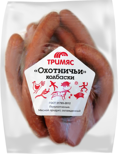 

Колбаски полукопченые Тримяс Охотничьи ГОСТ высший сорт вес
