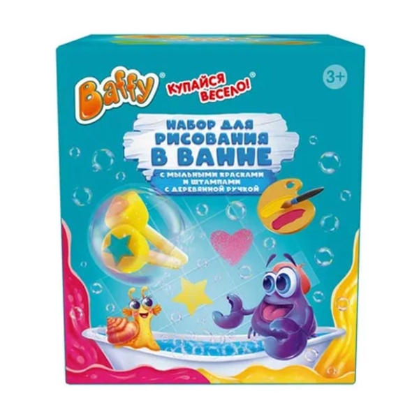 

Baffy набор для рисования в ванной с желтыми и малиновыми мыльными красками и шт.ампами с деревянной ручкой