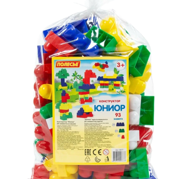 Игрушка ПОЛЕСЬЕ Конструктор Юниор 93 элемента в мешке