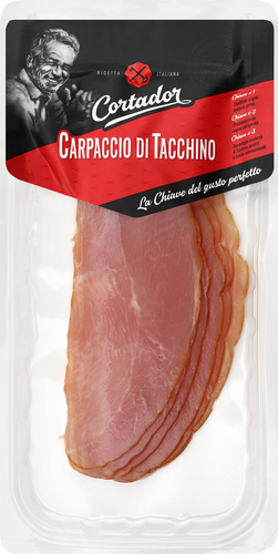 

Нарезка мясная Cortador Carpaccio индейка сырокопченая 80 г