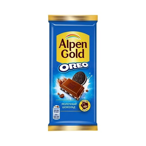 Шоколад молочный Альпен Гольд Орео с нач со вк ванили и кусоч печенья 85г