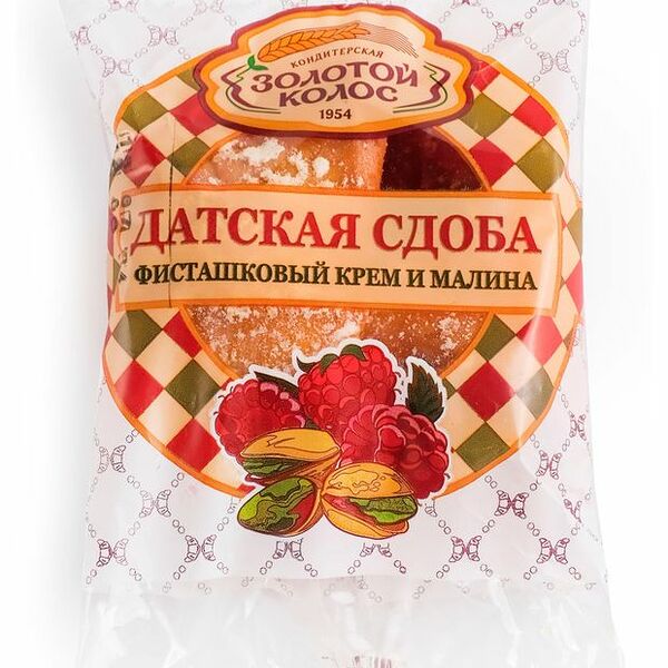Сдоба Золотой Колос Датская фисташовый крем и малина 75 г
