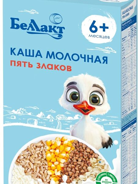 Каша Беллакт из Пяти злаков зерно-молочная с пребиотиком 200г