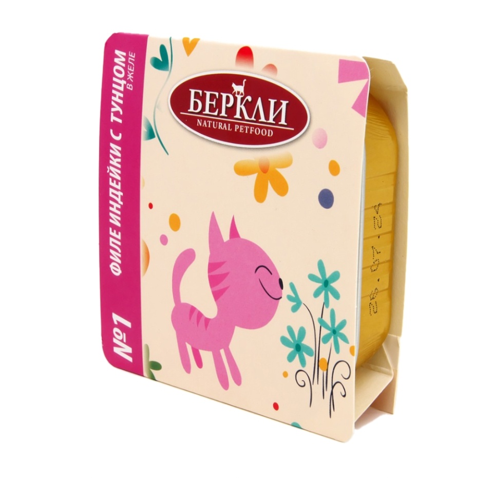 

Корм для кошек Berkley Филе индейки с тунцом в желе ламистер, 100 г
