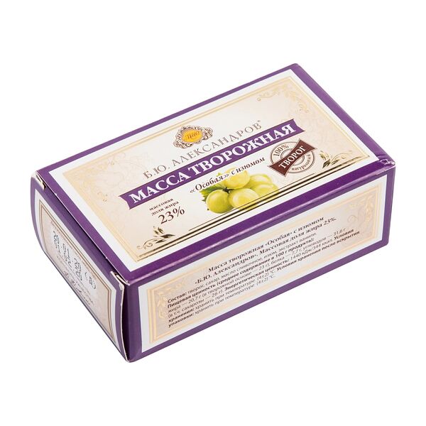Масса творожная Б.Ю. Александров Особая с изюмом 23%, 100 г
