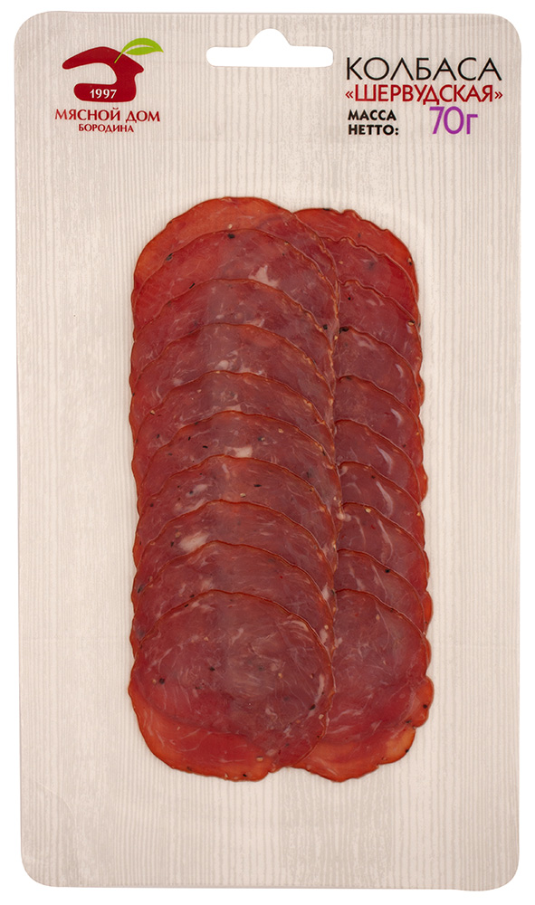 

Колбаса сырокопчёная Мясной дом Бородина Шервудская 70 г дизайн упаковки в ассортименте