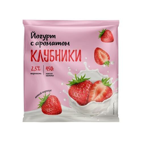Йогурт Росмол клубника питьевой пастеризованный БЗМЖ 2.5% 450 г