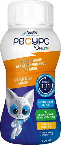 Питание для детей Ресурс Юниор 1-11 лет с ароматом ванили 200 мл