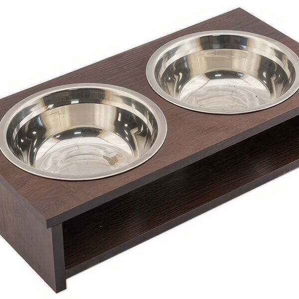 Миска Ранго двойная 2х0.5л, венге, 36х18,5х10 см RP87947