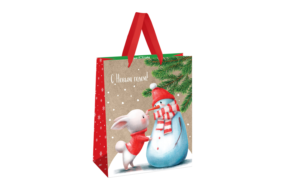 

Пакет подарочный Meshu Snowman 26х32х12 см крафт